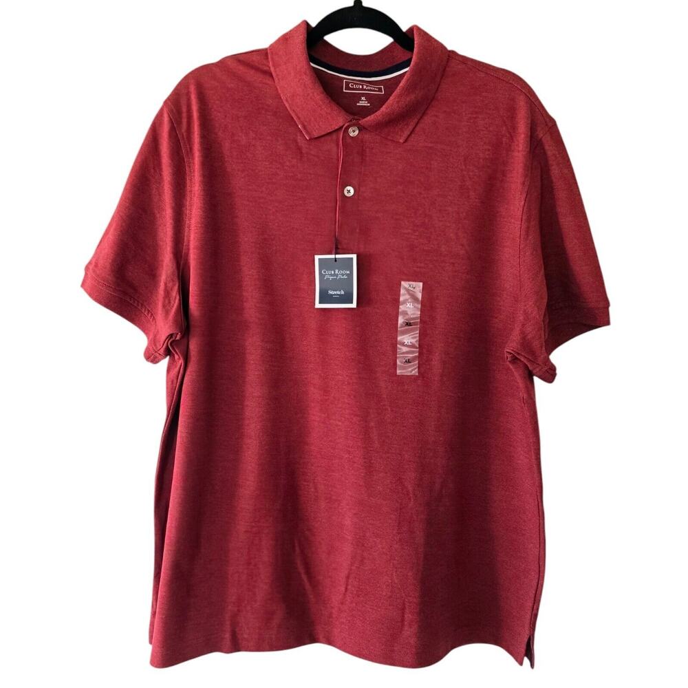 Club Room Pique Polo Stretch Soft Red Cotton Blend New With Tags ($39.50) Men XL